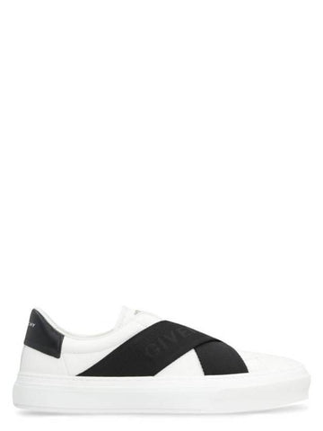 Double Webbing Strap Leather Slip Ons White - GIVENCHY - BALAAN 1