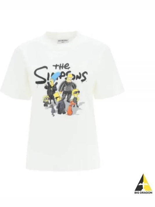 Women's The Simpsons Printing Small Fit Short Sleeve T-Shirt White - BALENCIAGA - BALAAN 2