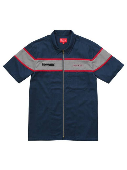 Short Sleeve Zip Up Work Shirt Navy S S Zip Up Work Shirt Navy - SUPREME - BALAAN 1