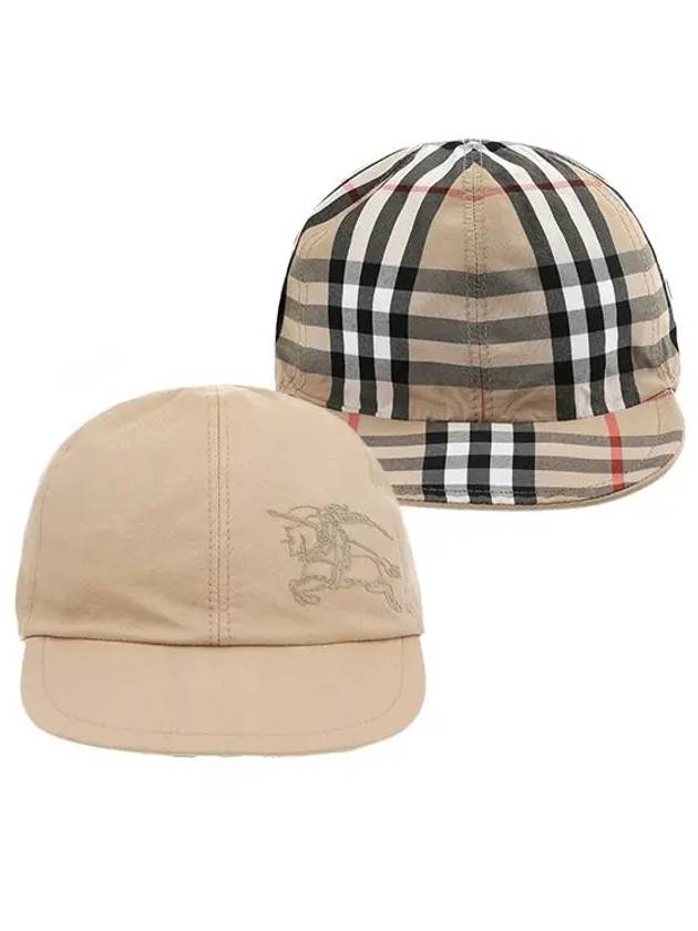 Kids Check Reversible Cotton Blend Bucket Hat Sand - BURBERRY - BALAAN 3