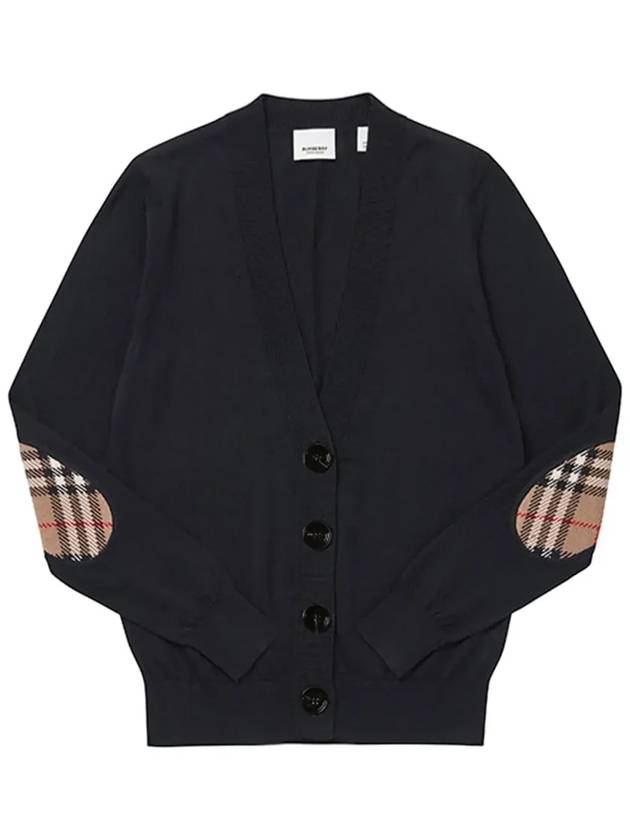 Dornoch Check Patch Merino Wool Cardigan Black - BURBERRY - BALAAN 4