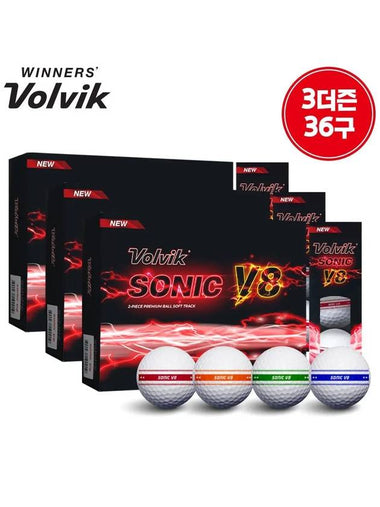 3 Dozen 36 Ball Golf Sonic V8 Soft Track 2 Pieces - VOLVIK - BALAAN 1