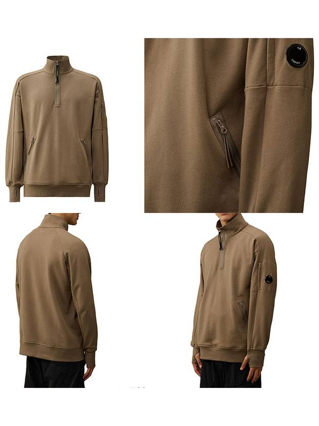 Diagonal Raised Fleece Half Zipped Sweatshirt Beige - CP COMPANY - BALAAN 7