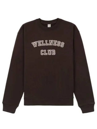 Wellness Club Flock Crew Neck Cotton Sweatshirt Brown - SPORTY & RICH - BALAAN 2