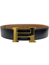 H Gold Buckle Reversible 32mm Leather Belt Noir Gold - HERMES - BALAAN 2