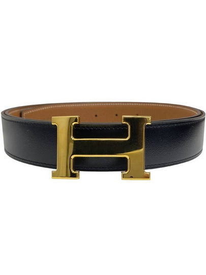 H Gold Buckle Reversible 32mm Leather Belt Noir Gold - HERMES - BALAAN 2