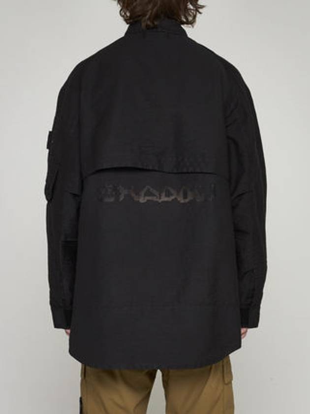 Shadow Project Hidden Badge Graphic Over Long Sleeve Shirt Black - STONE ISLAND - BALAAN 5