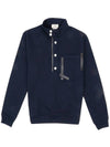 Tape Cuir Button Neck Sweatshirt Navy - HERMES - BALAAN 2