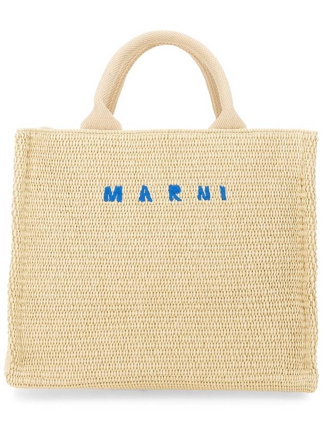 RAFFIA EFFECT FABRIC SMALL TOTE BAG - MARNI - BALAAN 2