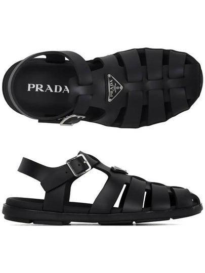 Triangle Logo Fisherman Rubber Sandals Black - PRADA - BALAAN 2