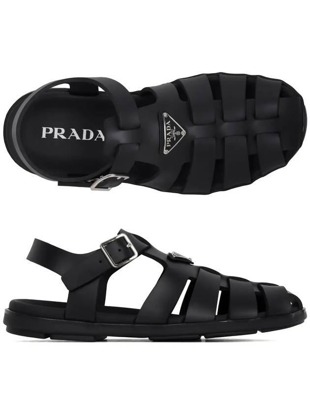 Triangle Logo Fisherman Rubber Sandals Black - PRADA - BALAAN 4