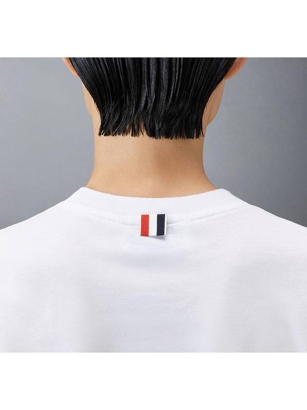 Logo Patch Lightweight Jersey Relaxed Fit Short Sleeve T-Shirt White - THOM BROWNE - BALAAN 5