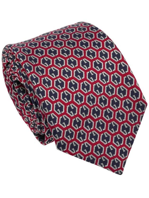 Men's GG Logo Pattern Slim Silk Tie Red - GUCCI - BALAAN 1