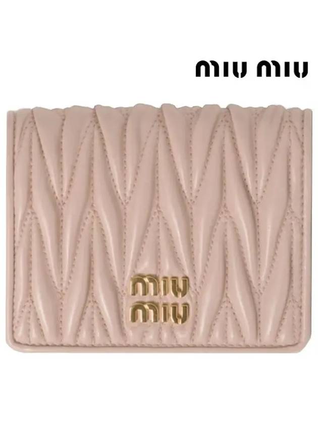 Matelasse Leather Half Wallet Light Pink - MIU MIU - BALAAN 3