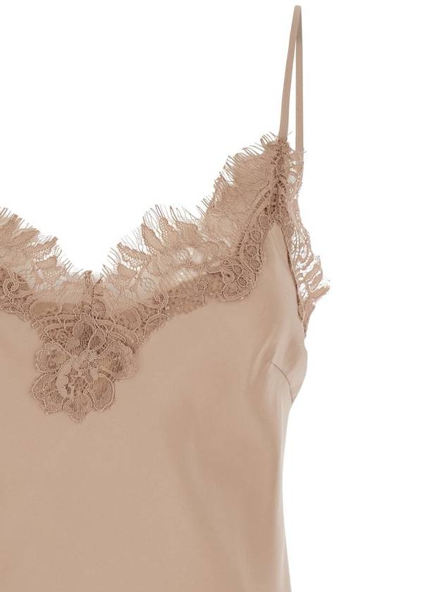 'Coco' Beige Camie Top With Tonal Lace Trim In Silk Woman - GOLD HAWK - BALAAN 3