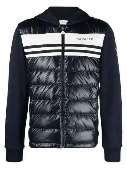 Logo Cotton Zip Up Hoodie Navy - MONCLER - BALAAN 2