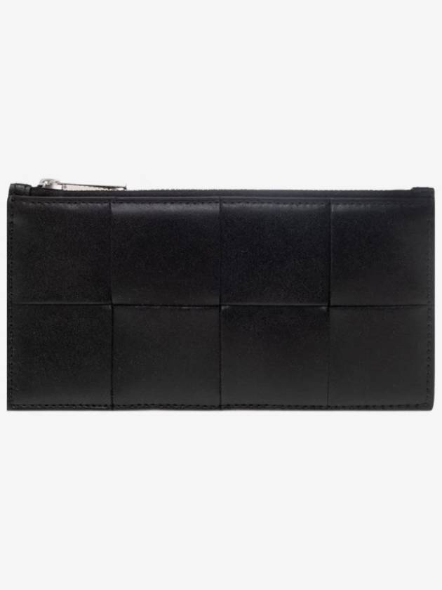 Intrecciato Zipper Leather Card Wallet Black - BOTTEGA VENETA - BALAAN 2