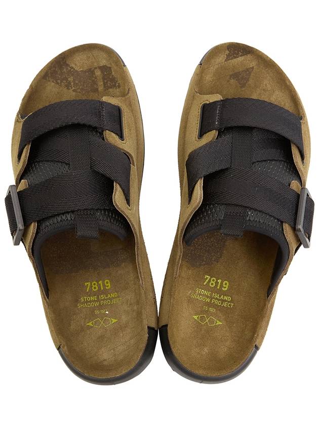 Shadow Project Tape Suede Sandals Brown - STONE ISLAND - BALAAN.