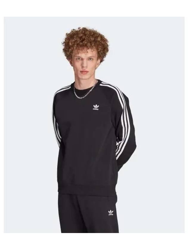 3 Stripes Crewneck Logo Print Sweatshirt Black - ADIDAS - BALAAN 2