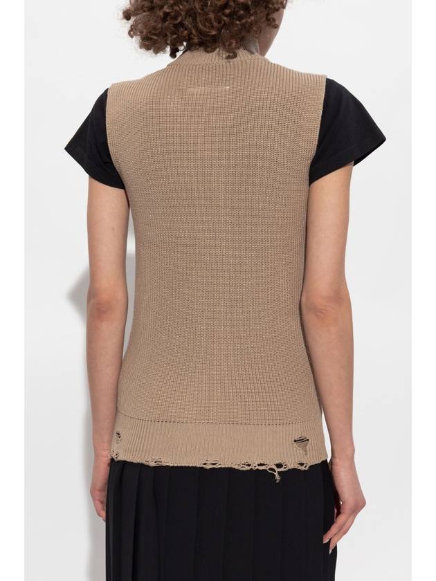 MM6 Maison Margiela Vest With Logo, Women's, Beige - MAISON MARGIELA - BALAAN 4