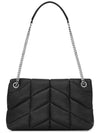 Puffer Quilted Lambskin Small Chain Shoulder Bag Black - SAINT LAURENT - BALAAN 3