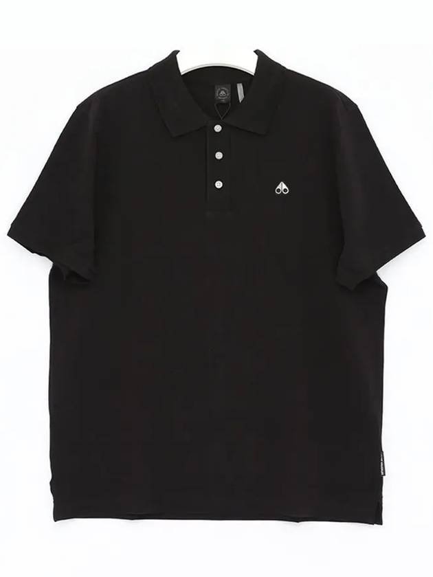 Embroidered Logo Short Sleeve Polo Shirt Black - MOOSE KNUCKLES - BALAAN 3