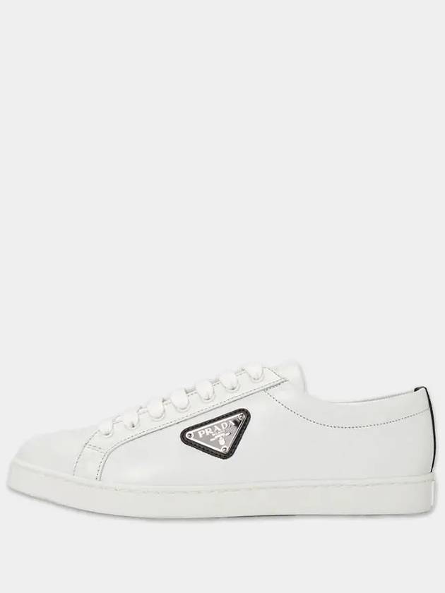 Brushed Leather Sneakers White Black - PRADA - BALAAN 2