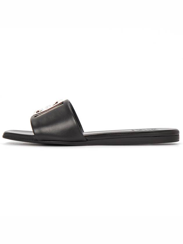 4G Silver Logo Leather Slippers Black - GIVENCHY - BALAAN.