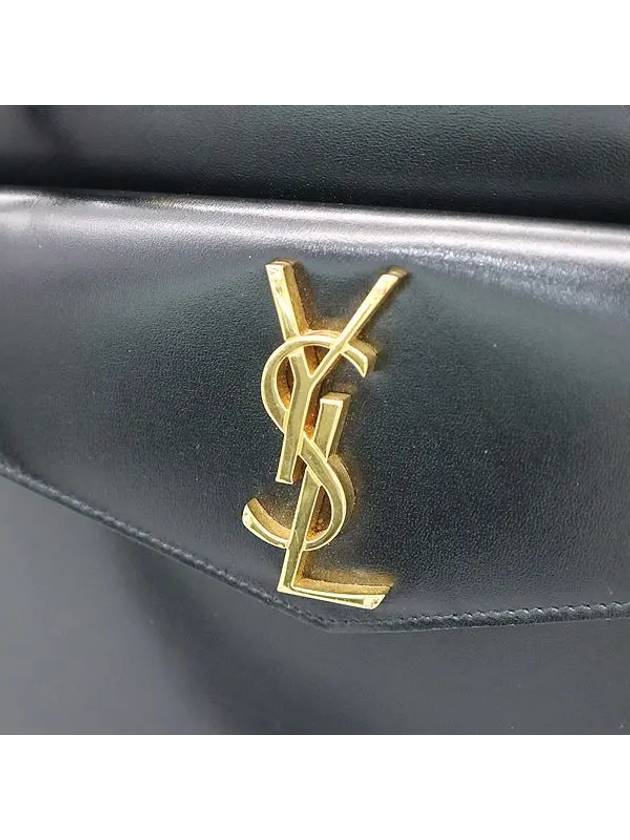 557653 Black leather gold plated YSL Uptown monogram medium 2WAY detachable clutch - SAINT LAURENT - BALAAN 5