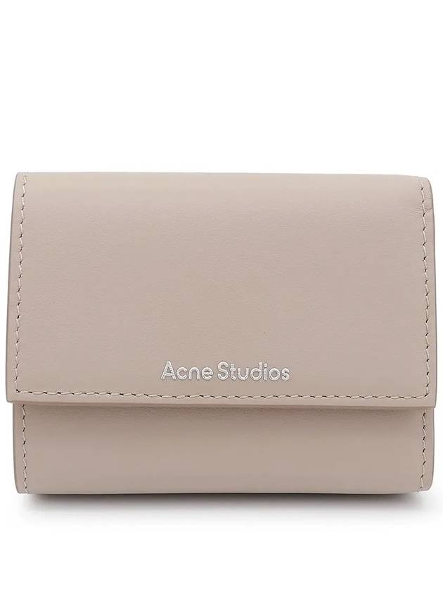 Tri-Fold Leather Half Wallet Taupe Beige - ACNE STUDIOS - BALAAN 2