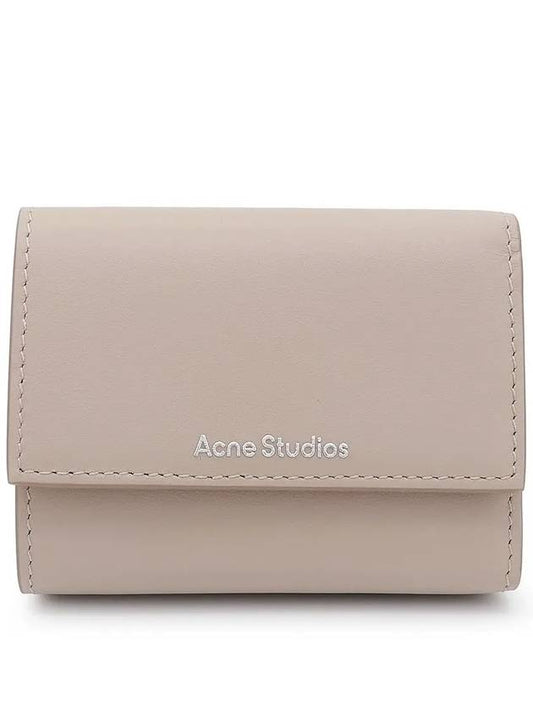 Tri-Fold Leather Half Wallet Taupe Beige - ACNE STUDIOS - BALAAN 2