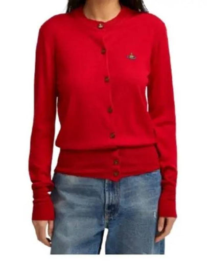 Bea Logo Wool Cardigan Red - VIVIENNE WESTWOOD - BALAAN 2