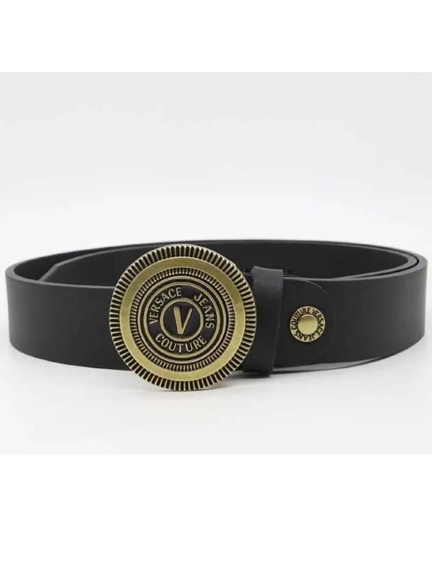 V Emblem Round Buckle Belt Black - VERSACE - BALAAN 3