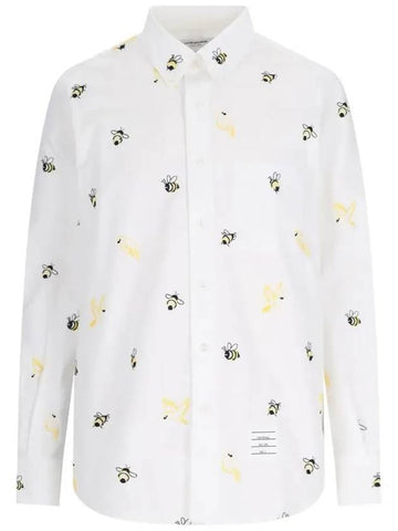 Men's Birds And Bees Long Sleeve Shirt White - THOM BROWNE - BALAAN 1