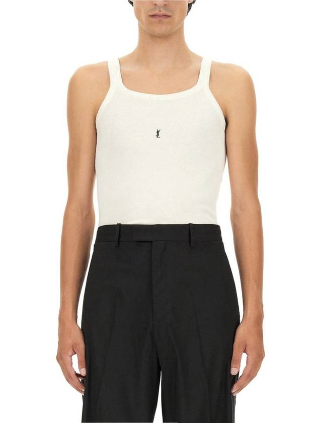 Embroidered Logo Sleeveless White - SAINT LAURENT - BALAAN 2