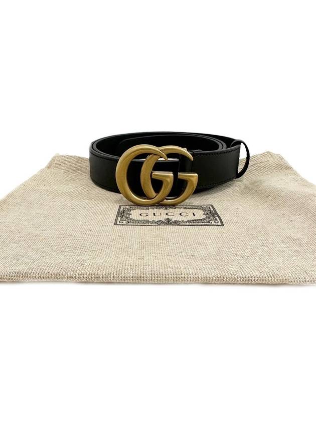 GG Marmont gold buckle leather belt black 414516 - GUCCI - BALAAN 7