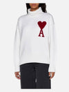 Intarsia Heart Logo Turtleneck White - AMI - BALAAN 3