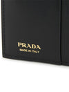 Flower Brushed Leather Half Wallet Black - PRADA - BALAAN 6