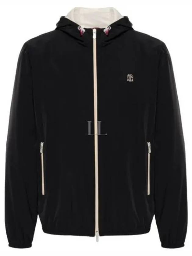 Embroidered Logo Zip-up Hoodie Black - BRUNELLO CUCINELLI - BALAAN 2