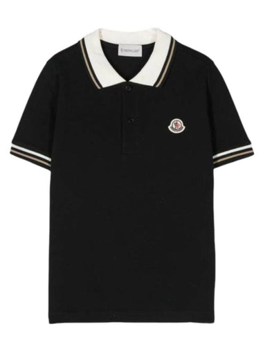 Kids Logo Patch Polo Shirt Black - MONCLER - BALAAN 1