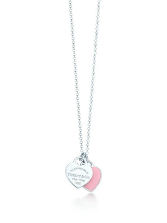 Double Heart Tag Pendant Necklace Pink Silver - TIFFANY & CO. - BALAAN 2