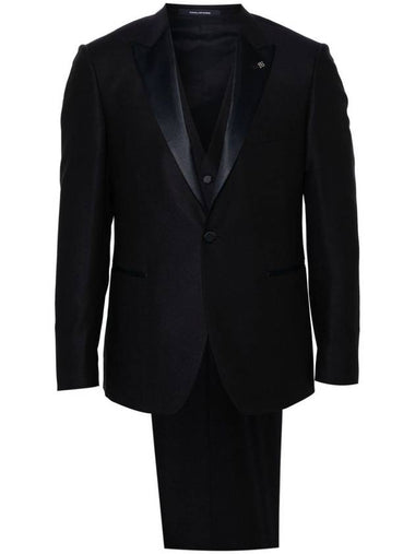 Tagliatore Single-Breasted Virgin Wool Suit With Glossy Lapels - TAGLIATORE - BALAAN 1