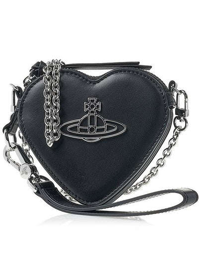 ORB Heart Chain Leather Cross Bag Black - VIVIENNE WESTWOOD - BALAAN 2