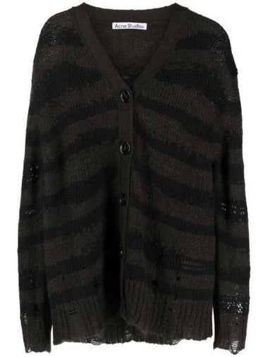 Distressed Stripe Cardigan Black - ACNE STUDIOS - BALAAN 1