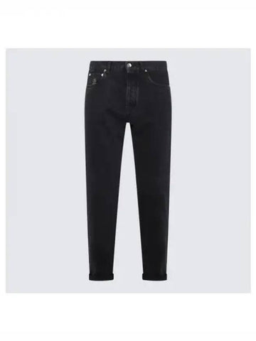 LOGO COTTON DENIM PANTS - BRUNELLO CUCINELLI - BALAAN 1