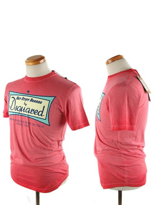 Washed Vintage Board Illustrator Short Sleeve T-Shirt Pink - DSQUARED2 - BALAAN 3