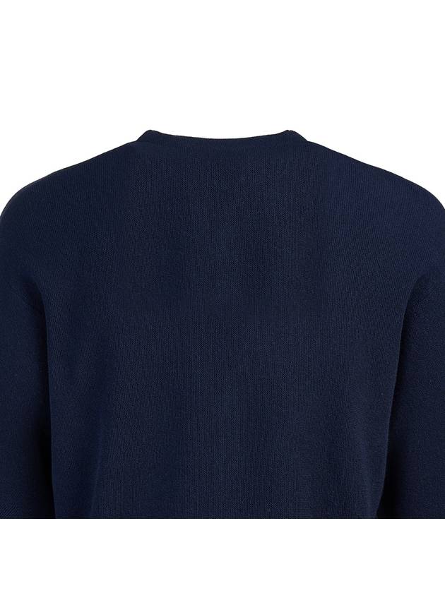 Relaxed Fit Button Wool Cardigan Night Blue - LACOSTE - BALAAN 7