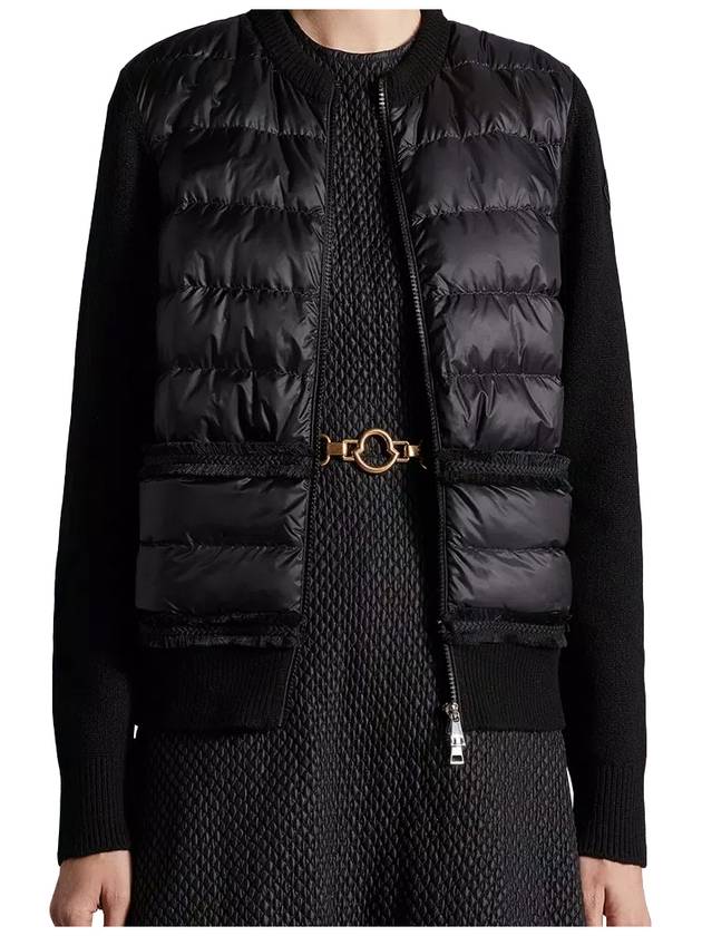 Wool Padded Zip-Up Cardigan Black - MONCLER - BALAAN 4