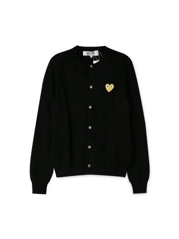 Gold Heart Logo Knit Cardigan Black - COMME DES GARCONS PLAY - BALAAN 1