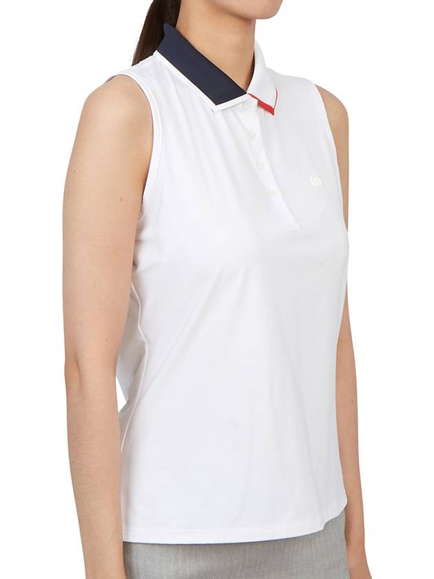 Women's Contrast Collar Silky Tech Nylon Sleeveless Polo Snow - G/FORE - BALAAN 4